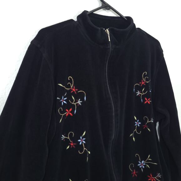 Vintage Capacity Knits Jacket Womens  XL Black Velour Embroidered Floral… - Picture 9 of 11